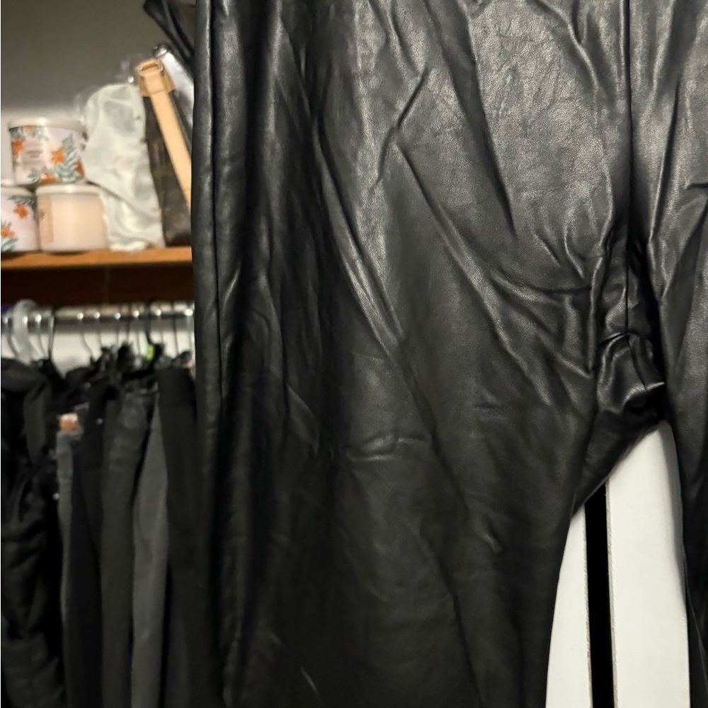 Express Black Leather Look Pants - Picture 2 of 4